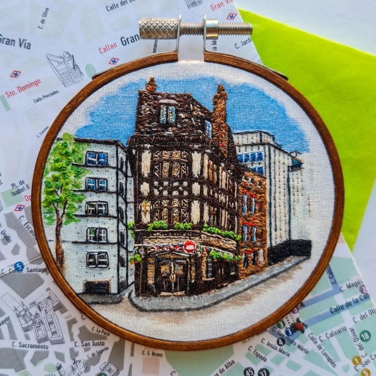 Embroidery of Pub in London