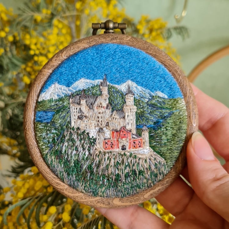 Embroidery of Neuschwanstein Castle, Bavaria, Germany