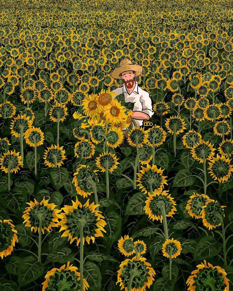 Comic Illustration About Vincent Van Gogh