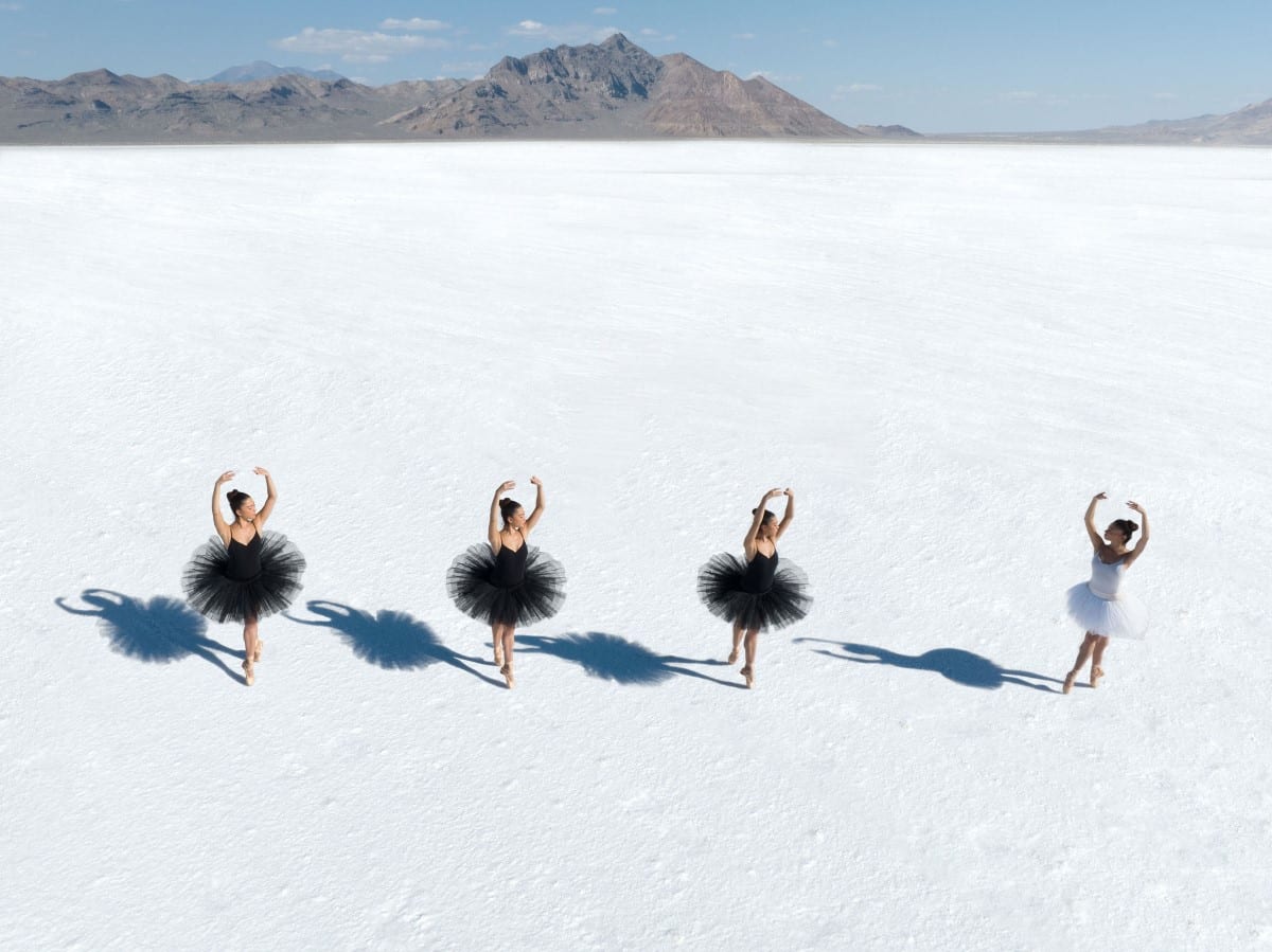 Ballet dancer Sasonah Huttenbach photographer at Utah's Bonneville Salt Flats