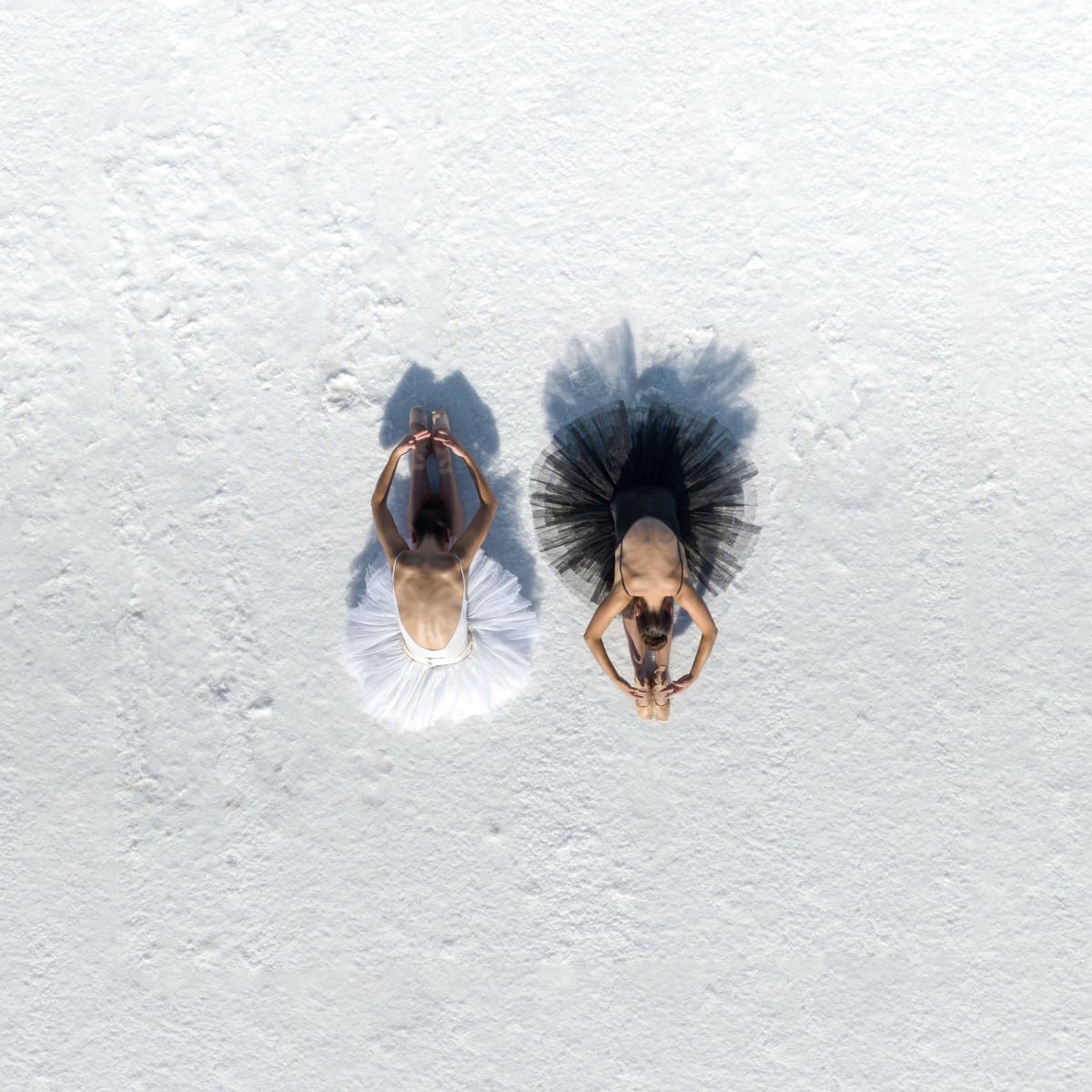 Brad Walls Aerial Photography of Ballet Dancer at Utah's Bonneville Salt Flat