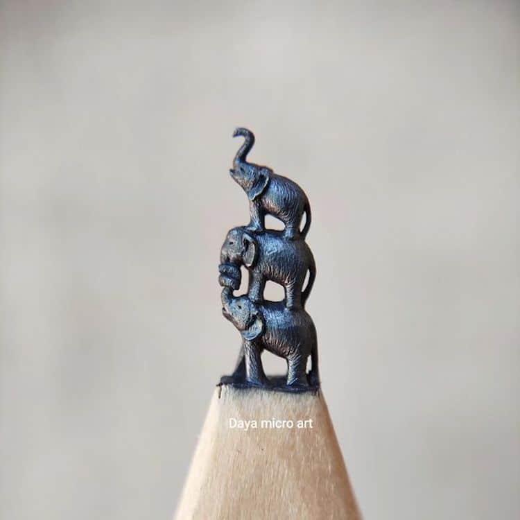 Miniature Pencil Sculptures by Daya Micro Art