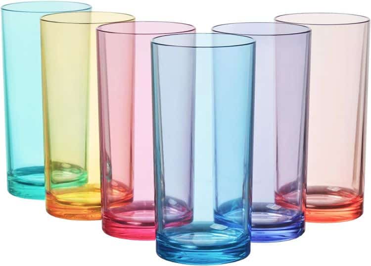 Six Plastic Drinking Glasses In Multiple Colors