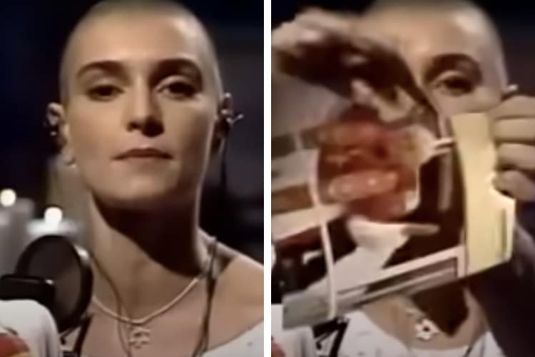 Screenshots from Sinead O'Connor's 1992 SNL performance