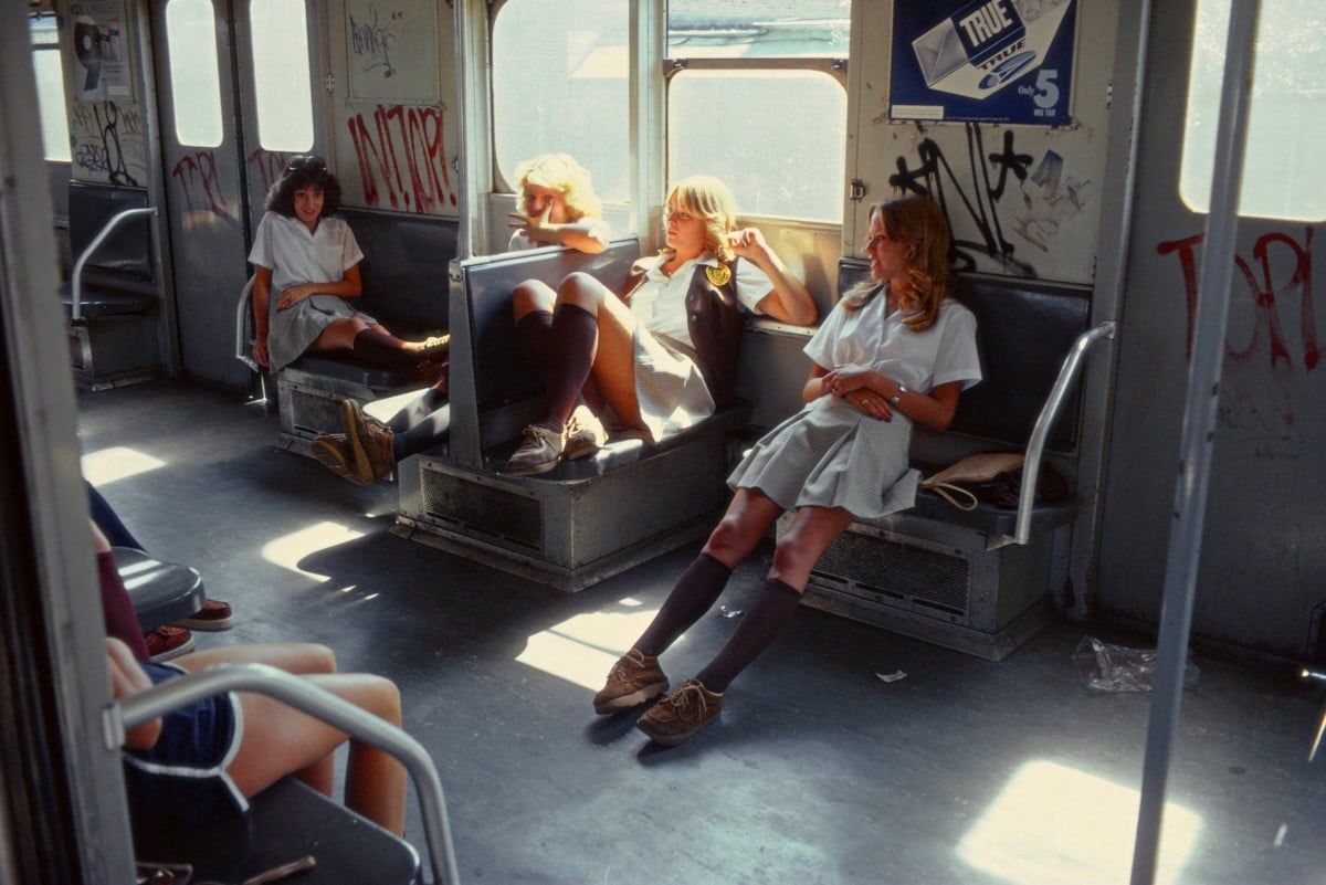 Schoolgirls in the subway in New York City in 1978