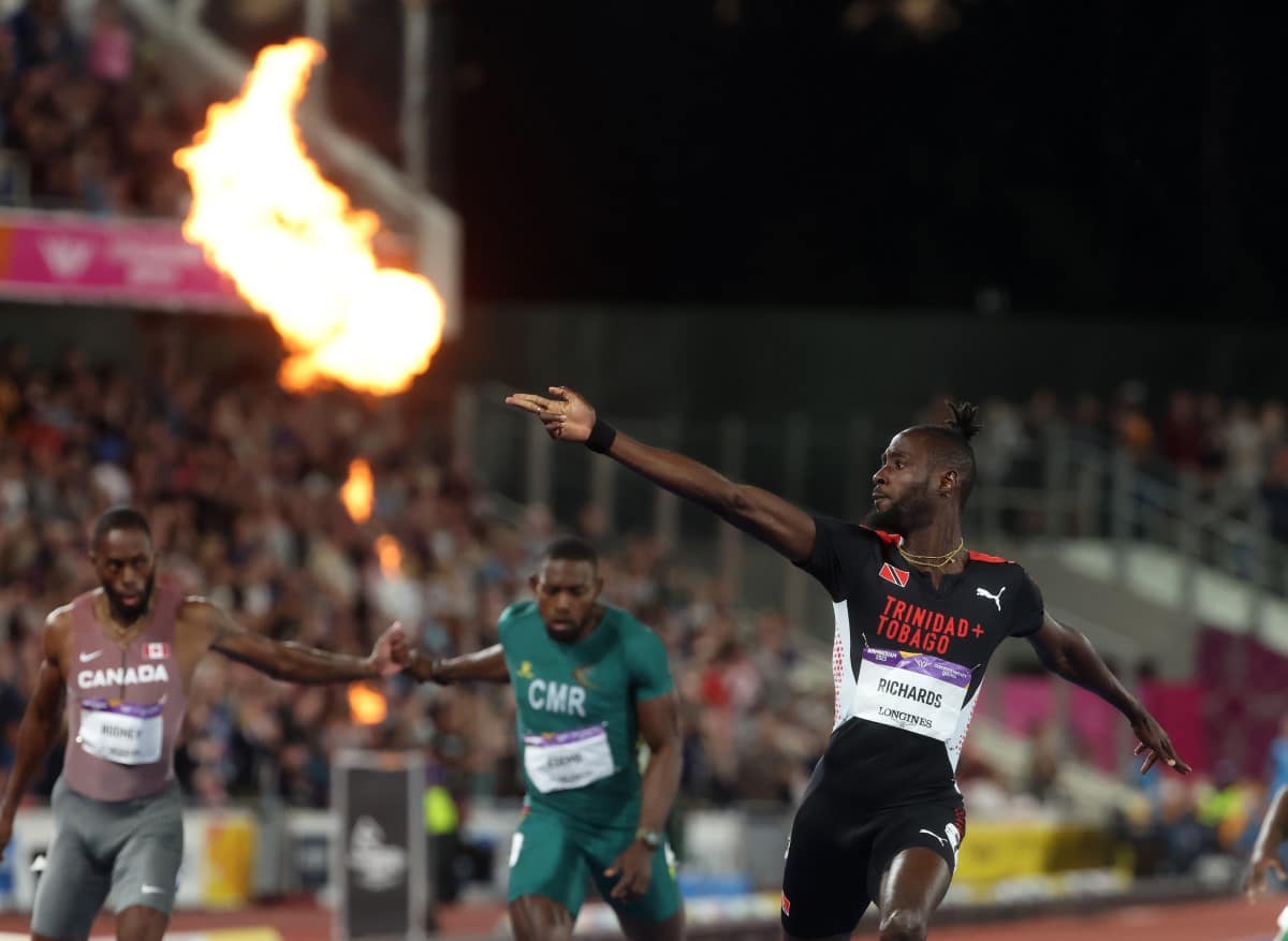 커먼웰스 게임 남자 200m 결승에서 금메달을 딴 트리니다드 토바고의 제림 리처즈(Jereem Richards)