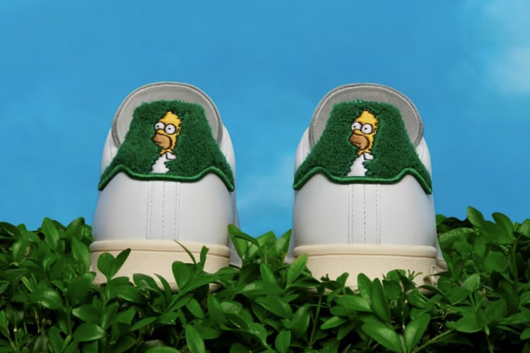Adidas Stan Smith featuring the Homer Simpson backing into the bushes meme