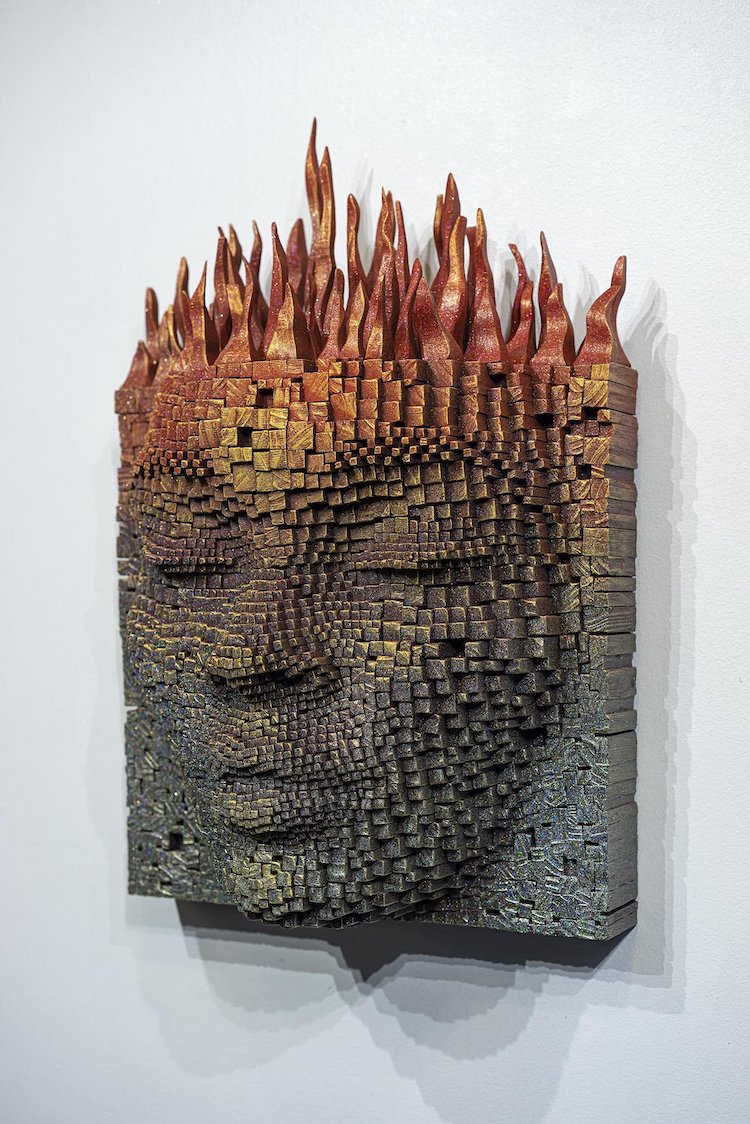 Abstract Wooden Face Sculptures by Gil Bruvel