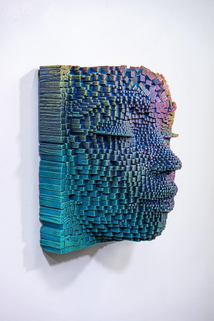 Abstract Wooden Face Sculptures by Gil Bruvel