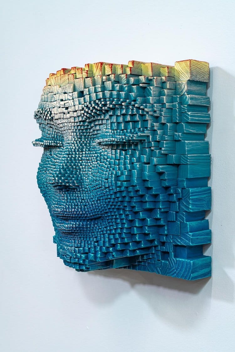 Abstract Wooden Face Sculptures by Gil Bruvel
