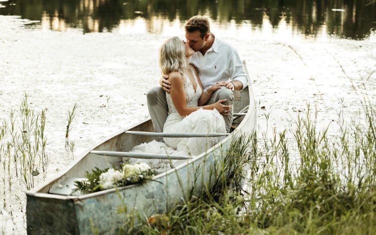 Romantic Photographs of a Couple in a Canoe