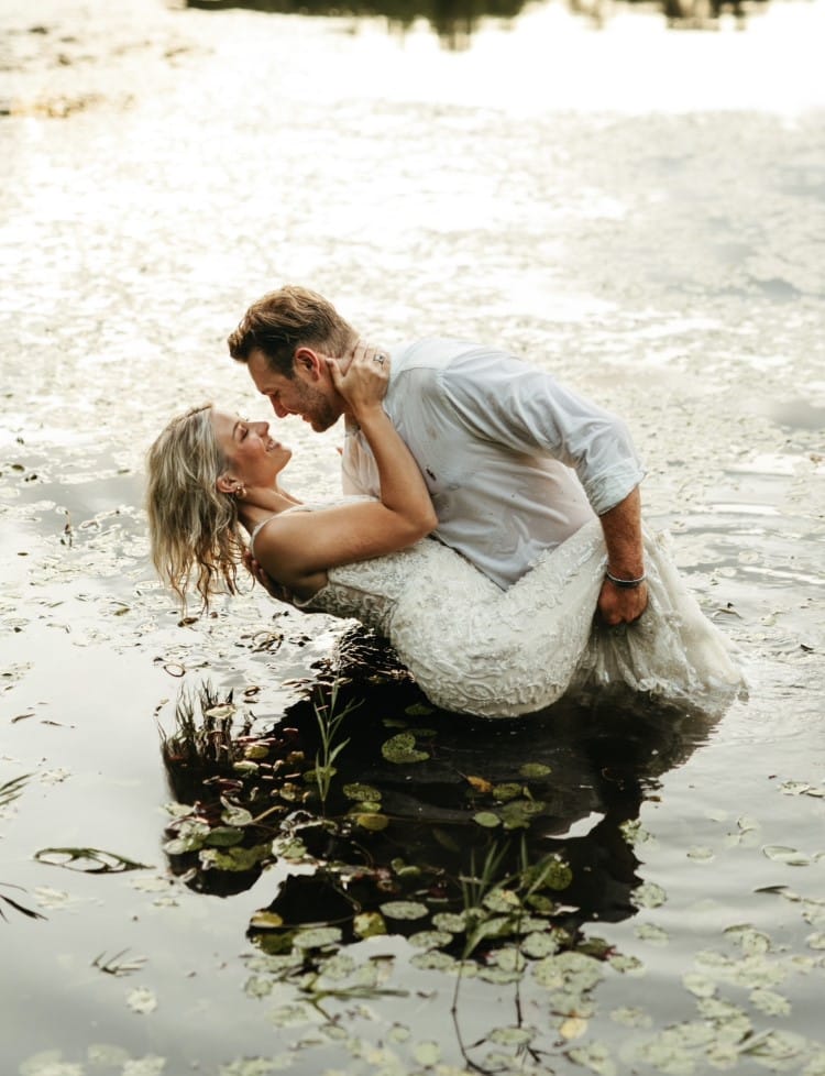 Romantic Photo of a Couple in a River