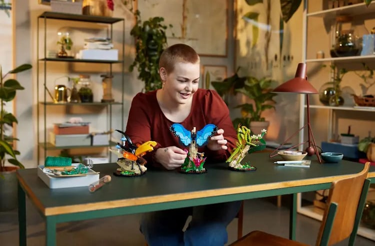 Person building Lego ideas the insect collection