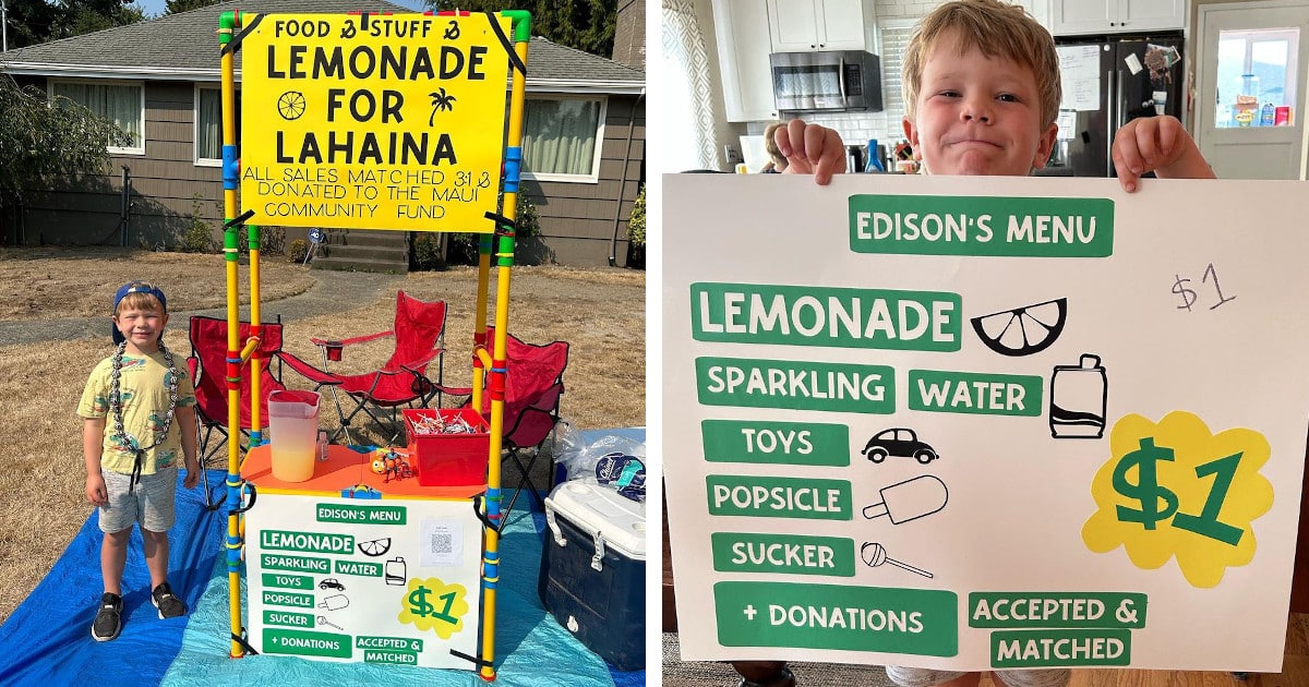 5-Year-Old Boy’s Lemonade Stand Raises Over $17,000 for Victims of Maui Wildfires