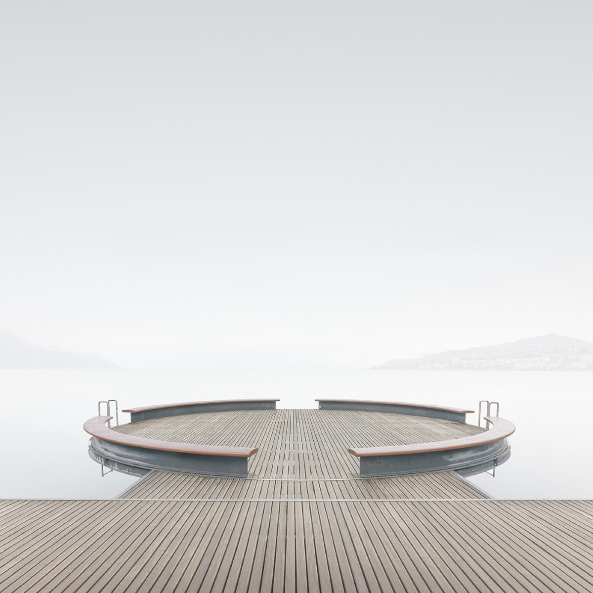 Minimalist photo of a dock on the water