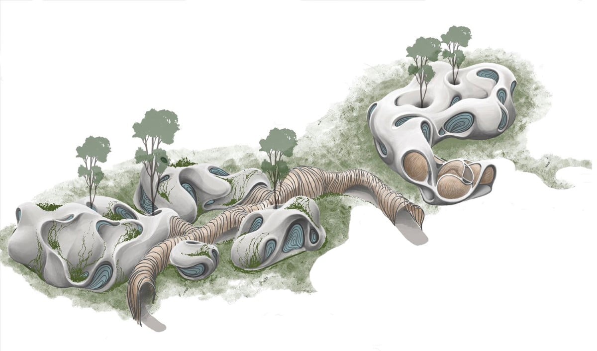 Roth Architecture Inspiration Drawing of Fab Lab at Azulik City of Arts