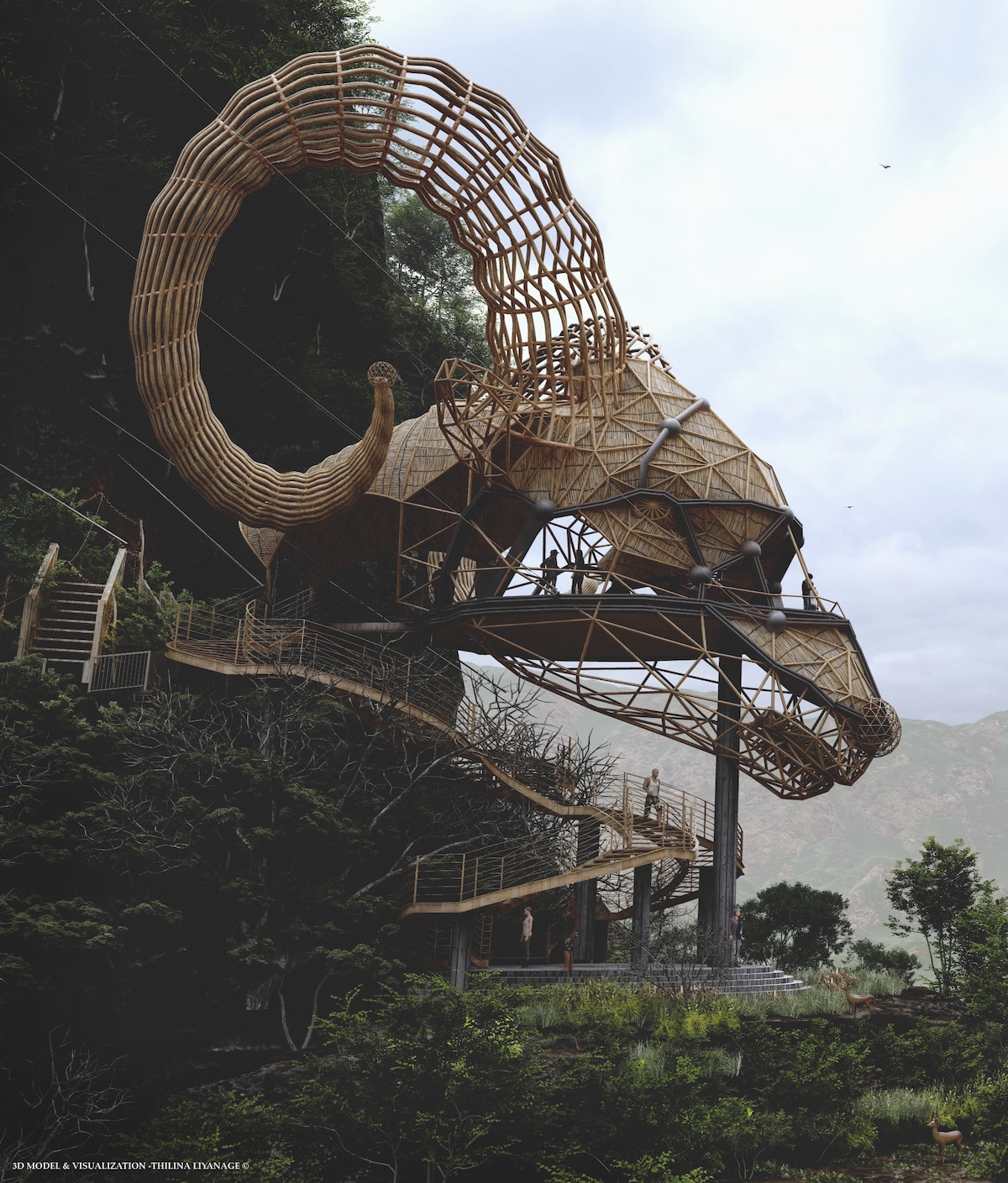 Bighorn Sheep Safari Observation Deck 3D concept