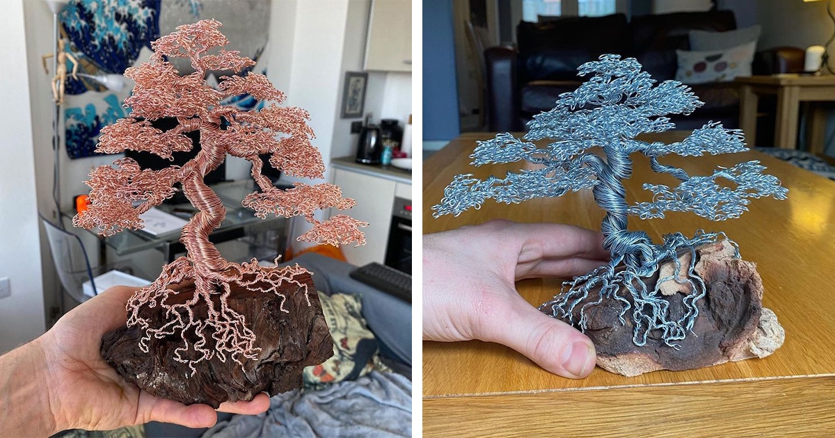 Bonsai Aluminum Wire Tree Art Sculpture On Imperial Fancy Rock