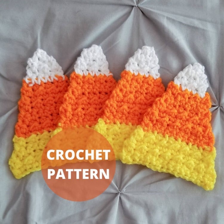 Crochet Candy Corn Coasters