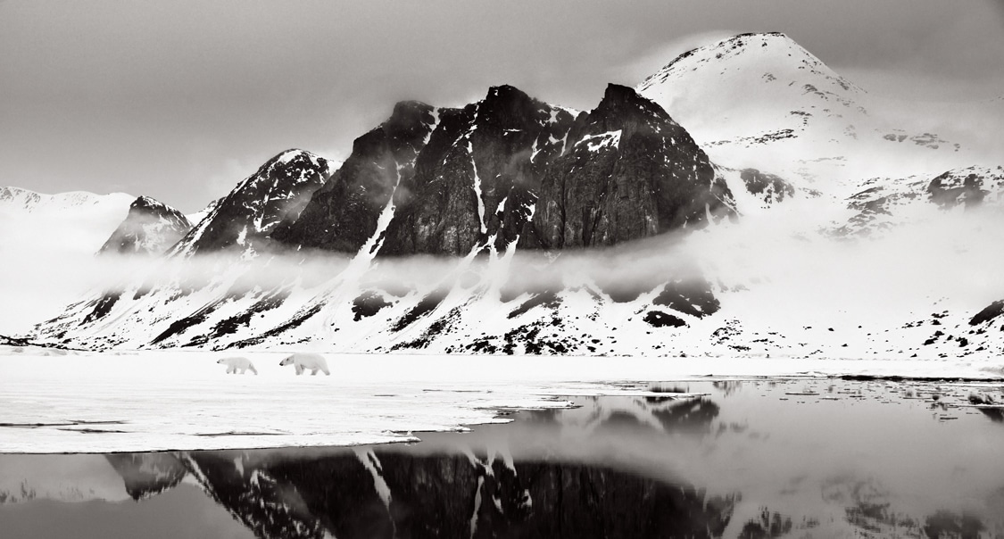 Black and white landscape in Svalbard, Norway