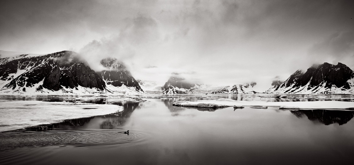 Black and white landscape in Svalbard, Norway