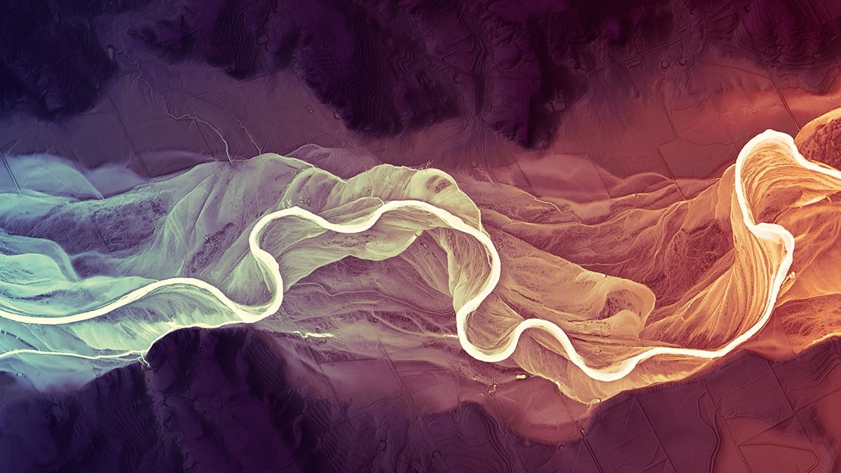 Lidar data river art by Daniel Coe