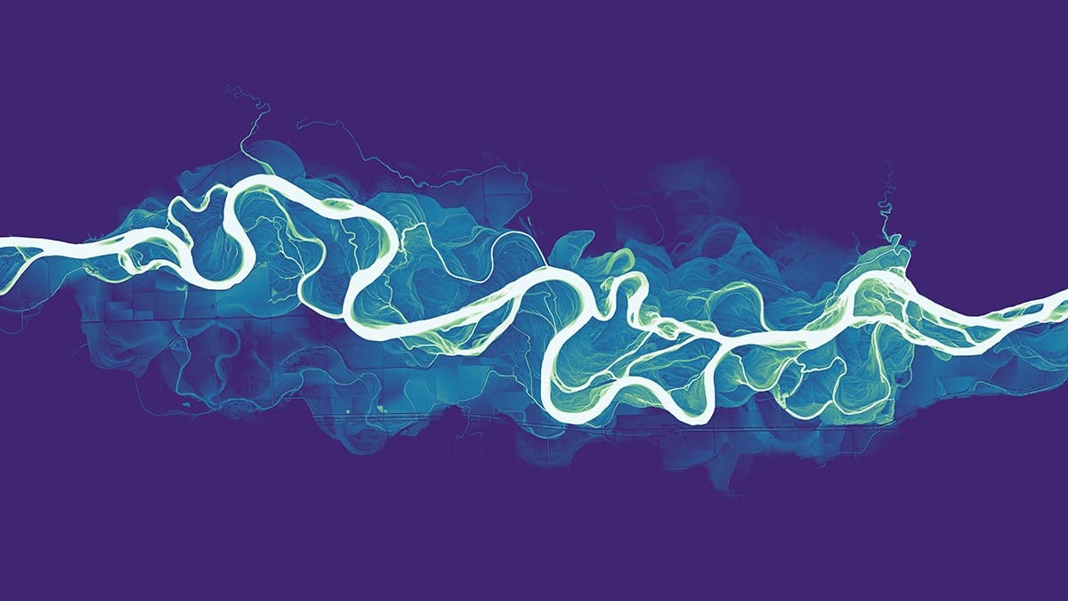 Lidar data river art by Daniel Coe