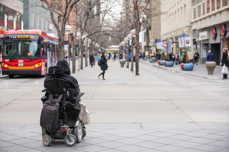 Homeless man in a wheelchair Denver