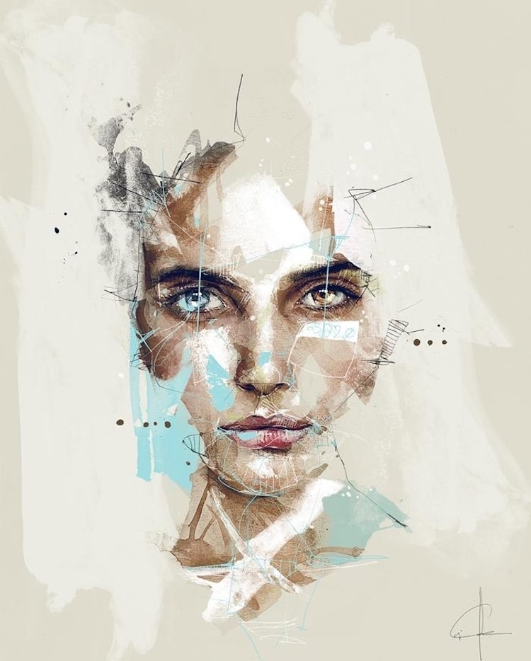 Mixed Media Portraits by Florian Noelle