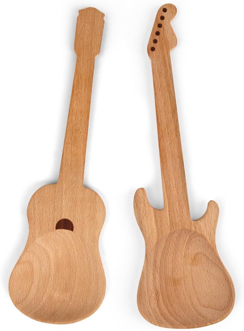 Guitar style wooden novelty spoons utensil set