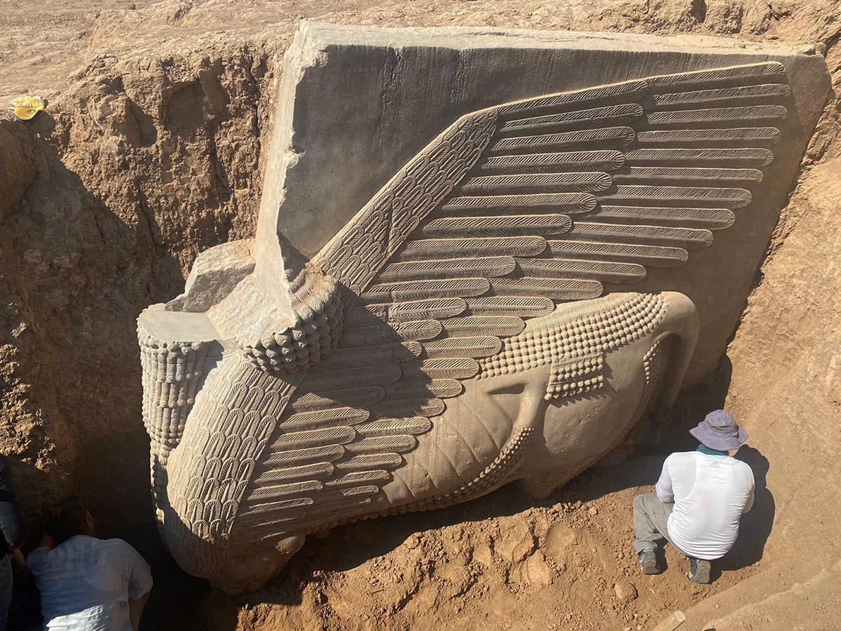 Ancient Assyrian Lamassu Excavated in Iraq