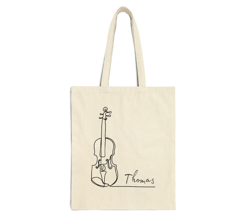 Personalized violin art tote bag