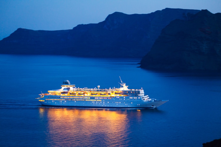 Luxury Cruise Ship at Sunset