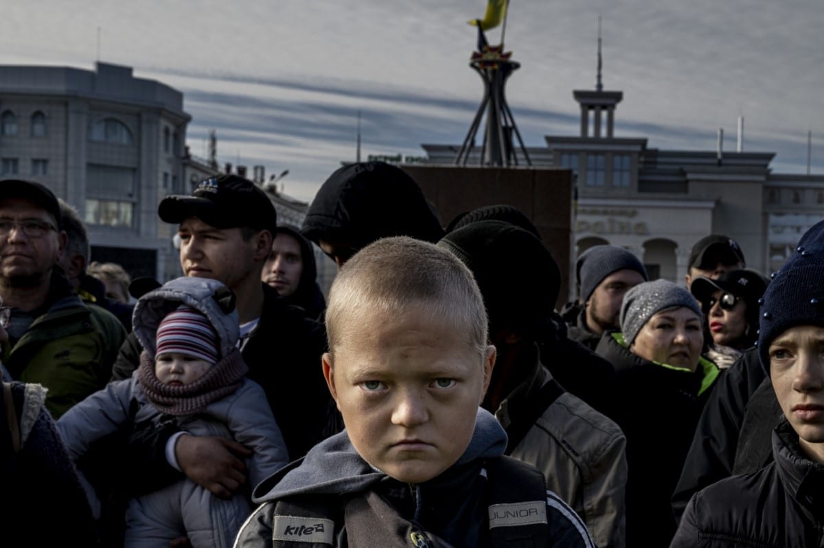 Ukrainian boy in Kherson