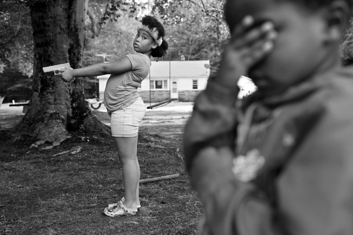 Kids participating in a gun safety class