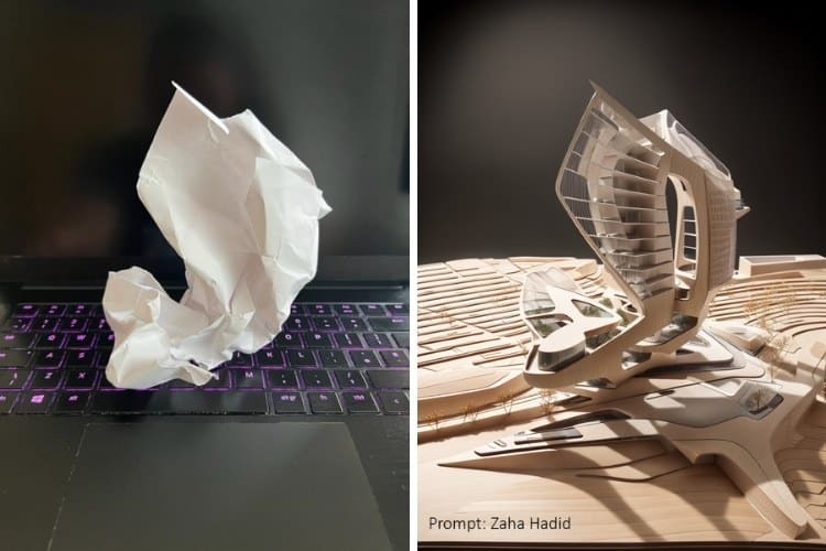 AI Generated Architecture based on crumpled paper