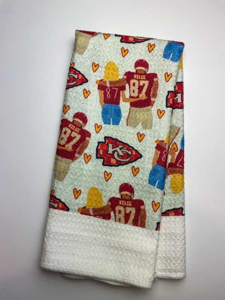 Taylor Swift and Travis Kelce Tea Towel