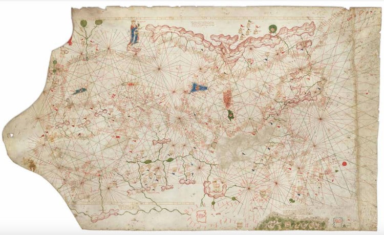 14th century portolan chart map