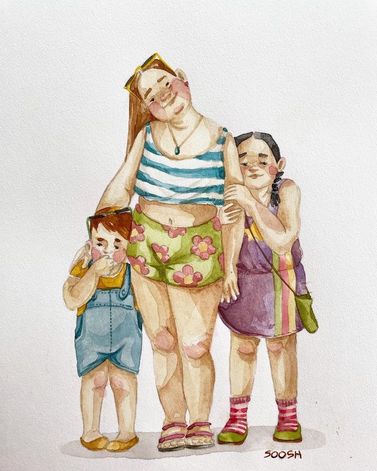 Watercolor Illustrations of Family by Soosh