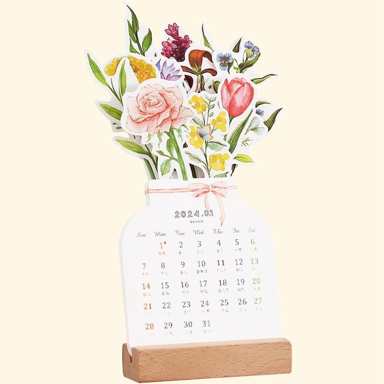 Creative flower bouquet desk calendar