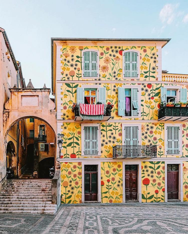 Flower Designs by Audrey Smit Photoshopped Onto Houses