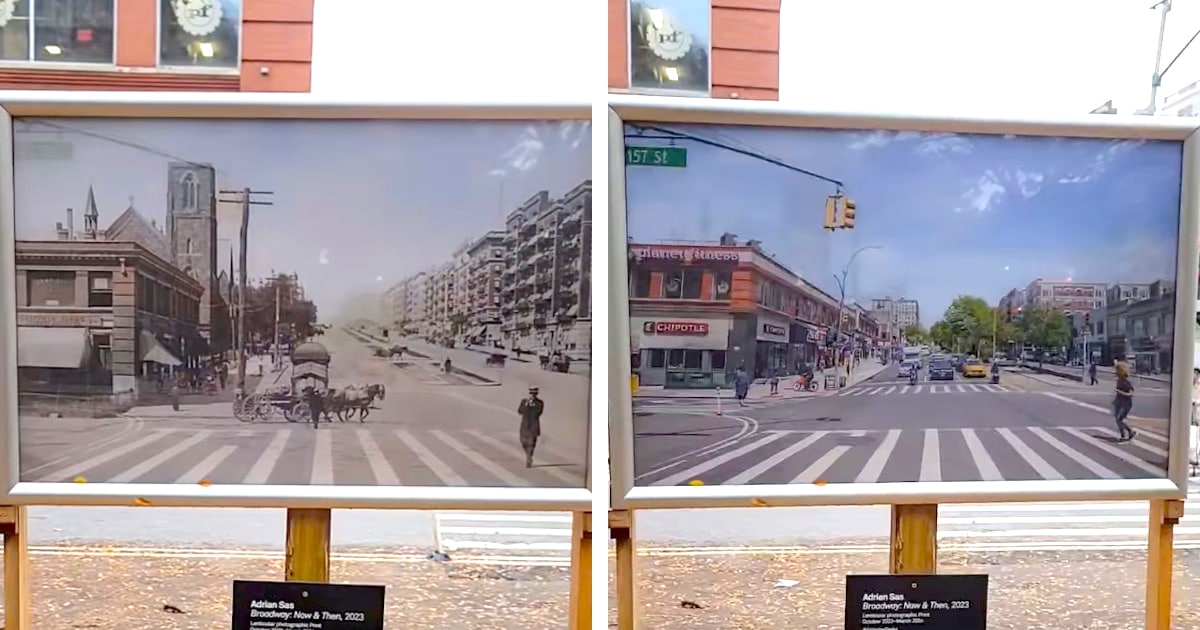 Lenticular Photo Installation Shows the Past and the Present of a NYC Street Corner in a Single Frame