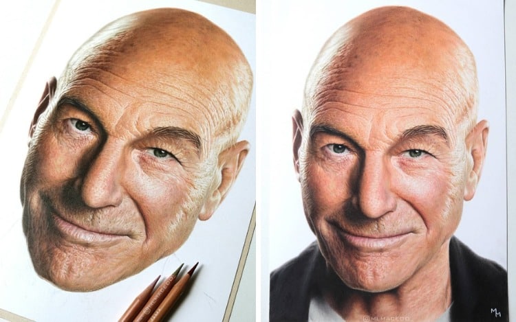 Realistic Drawing of Patrick Stewart by Matheus Macedo