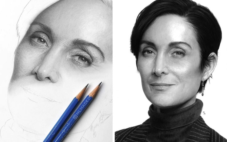Realistic Drawing of Carrie Ann Moss by Matheus Macedo