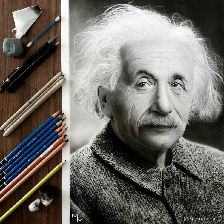 Realistic Drawing of Albert Einstein by Matheus Macedo