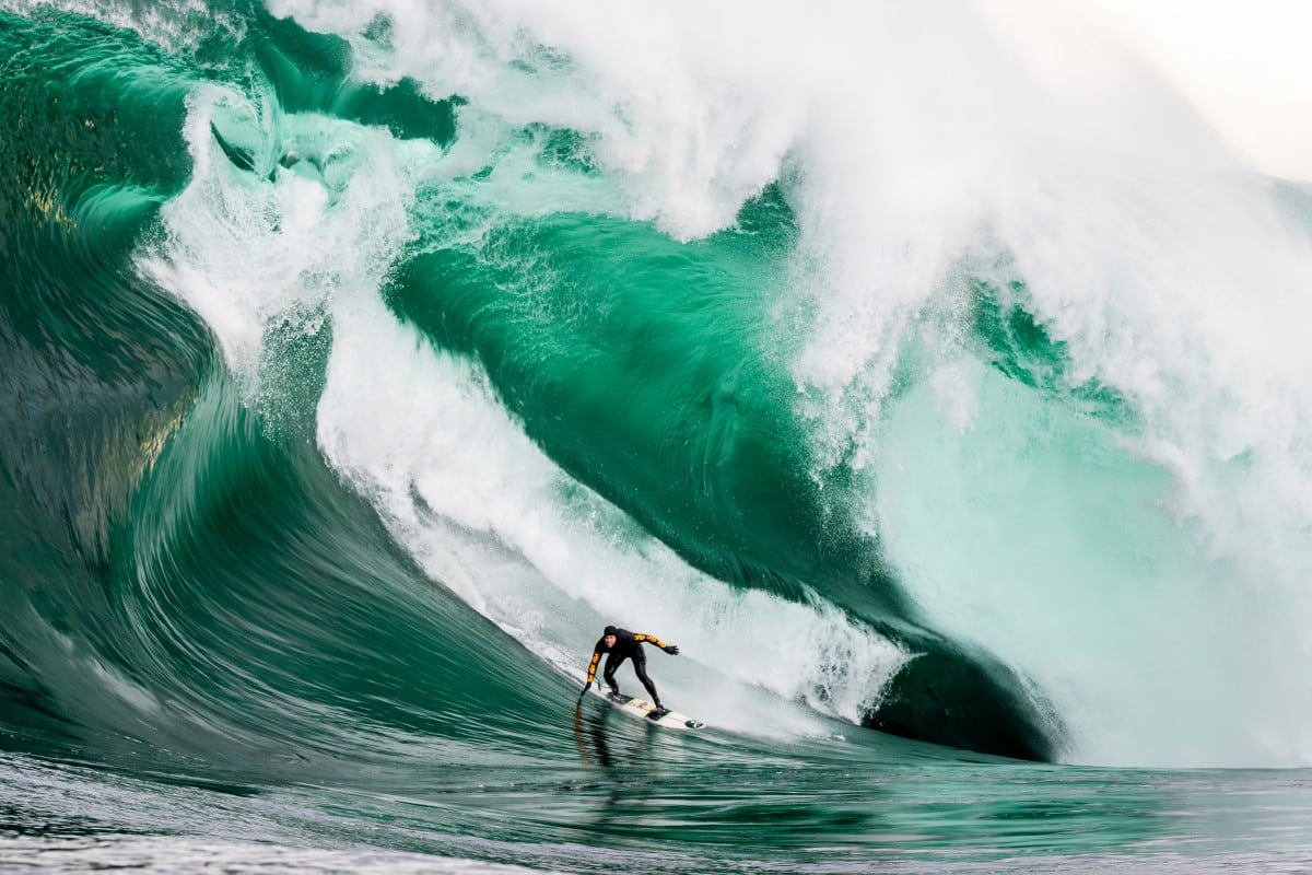 Surfer in the middle of a big wave in Australia