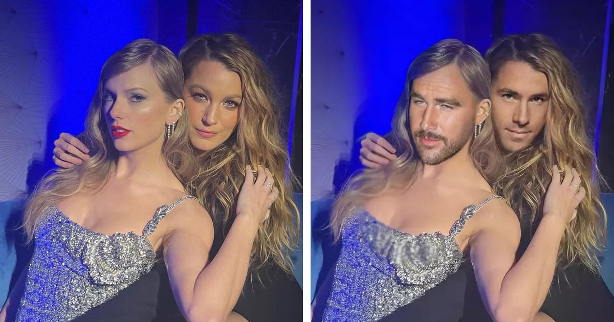 Ryan Reynolds Teams Up With Travis Kelce for Funny Photoshop of Blake Lively and Taylor Swift