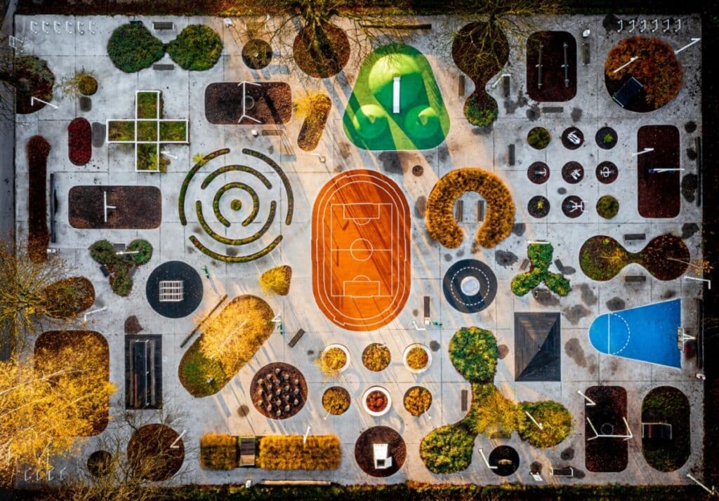 Aerial view of playground in Poland