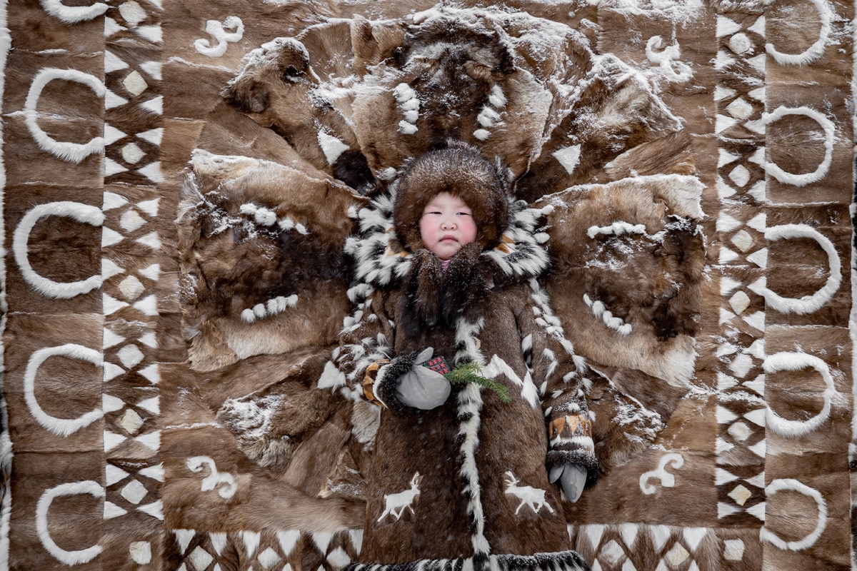 Portrait of the daughter of an Evenki reindeer herder