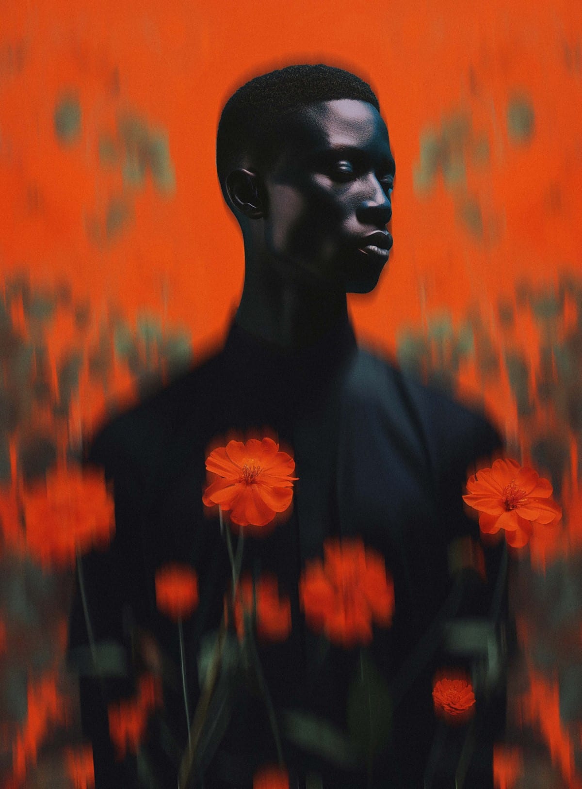 Photo of man surrounded by poppies